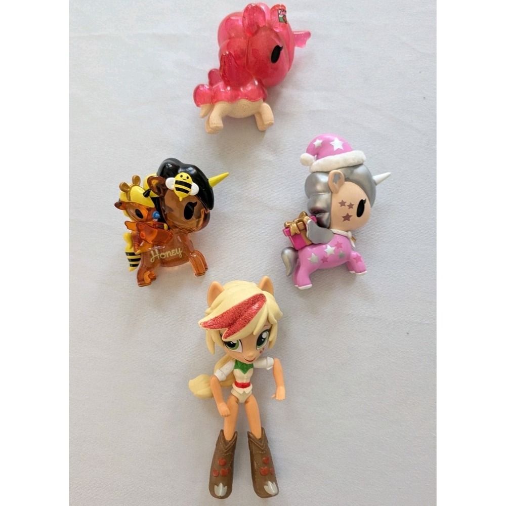 Lot of 4 Tokidoki Mini Vinyl Figures Honey Bee Holiday Santa Strawberry Cowgirl